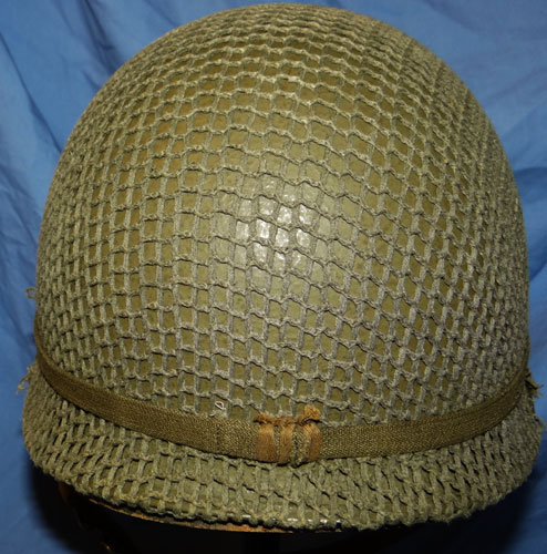 WW II M-1 Fixed Bale Steel Combat Helmet with Type 1 Helmet Net