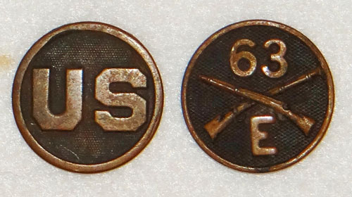 WW I U.S. Army Infantry Enlisted Collar Disk Set