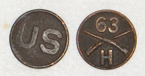 WW I U.S. Army Infantry Enlisted Collar Disk Set WW I U.S. Army Infantry Enlisted Collar Disk Set