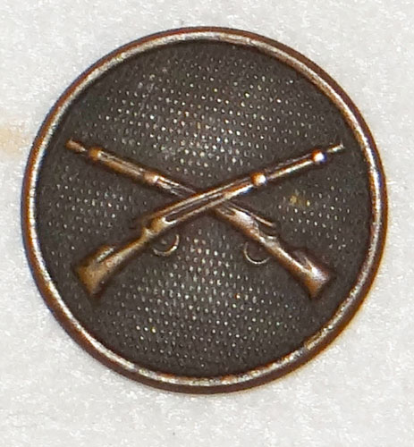 WW I U.S. Army Infantry Enlisted Type I Collar Disk