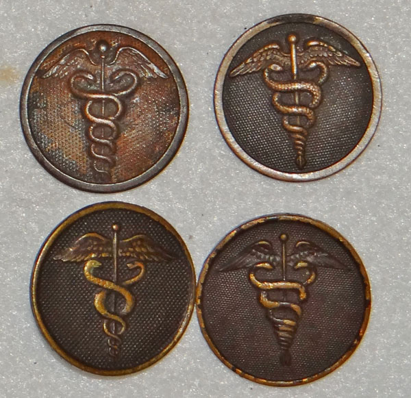 WW I U.S. Army Medical Type I Enlisted Collar Disks WW I U.S. Army Medical Type I Enlisted Collar Disks