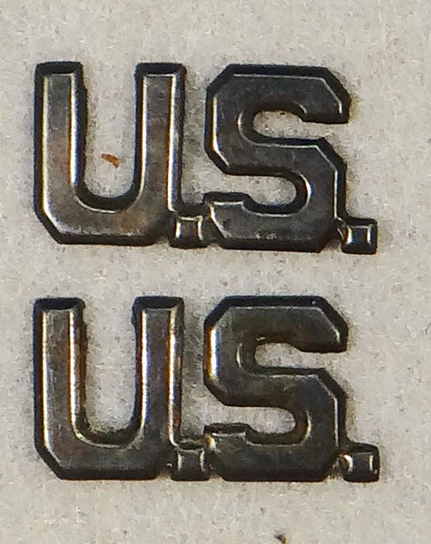 WW II Army Officer Sterling "U.S." Collar Insignia