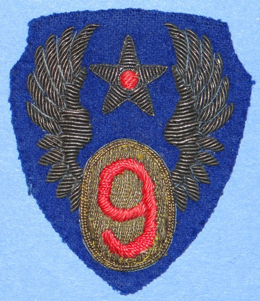 Bullion WW II 9th Army Air Force Shoulder Patch