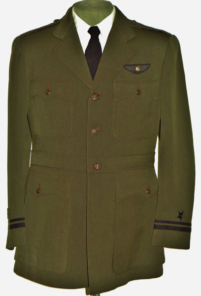 WW II U.S. Navy "LTJG" Green Aviator Coat with Bullion Navigator Wings