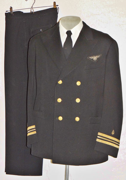 Named WW II U.S. Navy "LCDR" Dark Blue Coat with Trousers with Bullion Flight Surgeon Wings