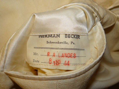 Named WW II White Dress Coat with Trousers for "LTJG" with Gold Pilot Wings