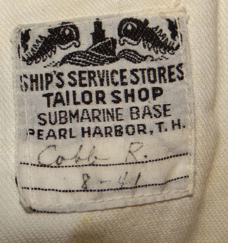 Named WW II White Dress Coat & Trousers for Ensign with Pearl Harbor Submarine Base Tailor Tag