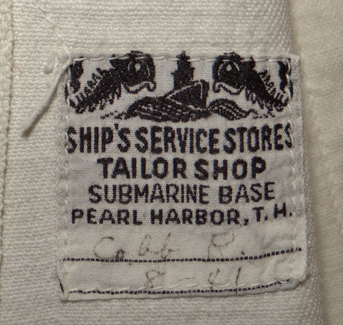 Named WW II White Dress Coat & Trousers for Ensign with Pearl Harbor Submarine Base Tailor Tag