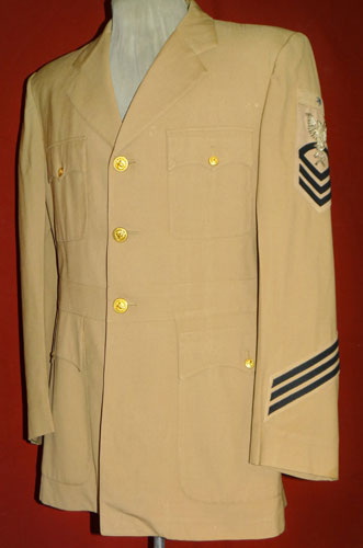 Named Korean War & Vietnam War Khaki Senior Chief Petty Officers Coat