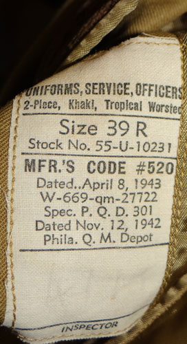 WW II U.S. Army Air Force Major’s Khaki Service Coat with Bullion Insignia