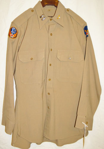 WW II 13th Army Air Force Officers Named Khaki Wool Shirt