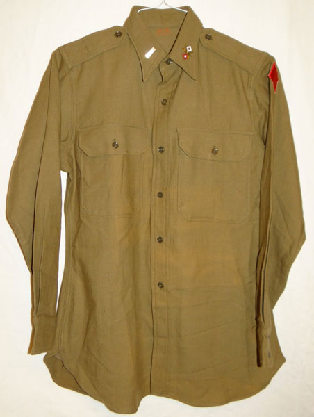 WW II Army Officer OD Wool Shirt with 5th Infantry Patch WW II Army Officer OD Wool Shirt with 5th Infantry Patch