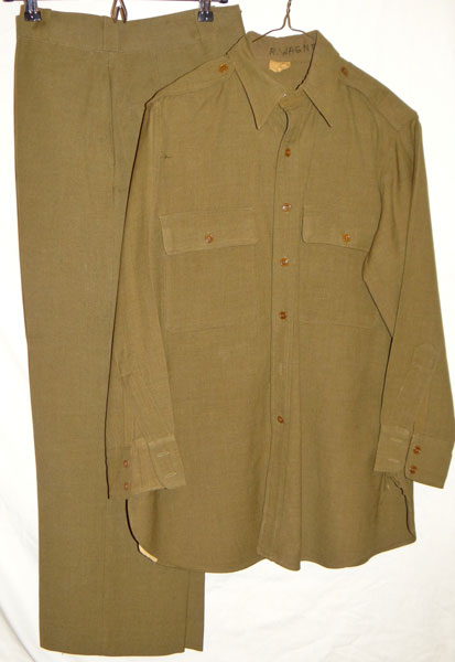 WW II U.S. Army Officer OD Wool Shirt with Trousers WW II U.S. Army Officer OD Wool Shirt with Trousers