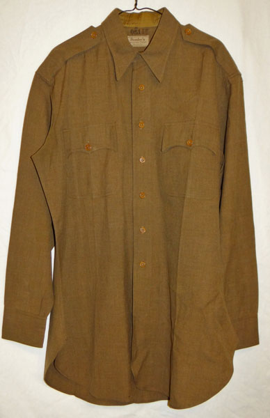 Named WW II U.S. Army Officer OD Wool Shirt Named WW II U.S. Army Officer OD Wool Shirt