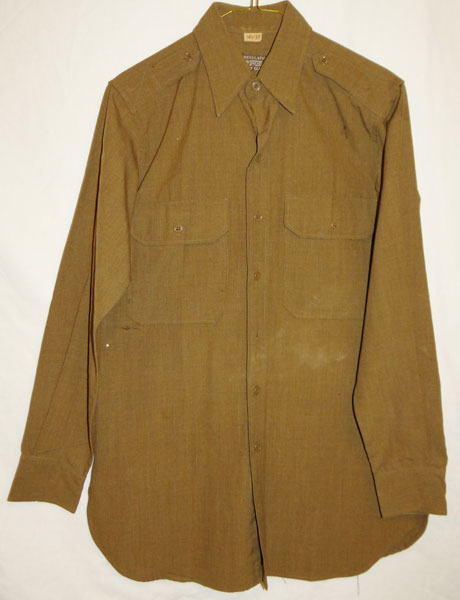 WW II U.S. Army Officer OD Wool Shirt WW II U.S. Army Officer OD Wool Shirt