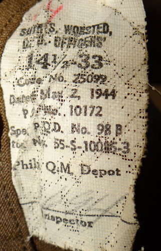WW II U.S. Army Officer OD Wool Shirt