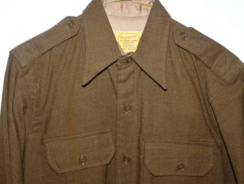 WW II U.S. Army Officer OD Wool Shirt