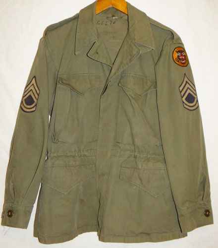 WW II U.S. Army M43 Field Jacket with Tank Destroyer Unit Patch with Sgt. Chevrons