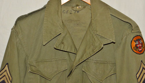 WW II U.S. Army M43 Field Jacket with Tank Destroyer Unit Patch with Sgt. Chevrons