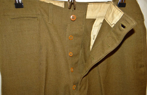 WW II U.S. Army Wool Serge OD Enlisted Service Trousers
